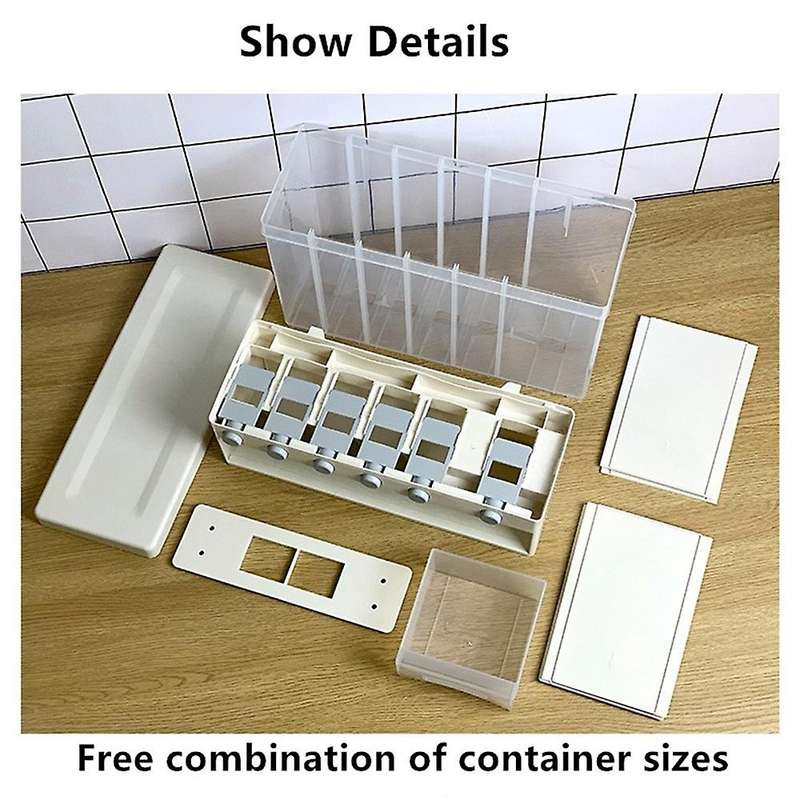 10KG Wall Mounted Divided Rice and Cereal Dispenser 6 Moisture Proof Plastic Automatic Racks Sealed