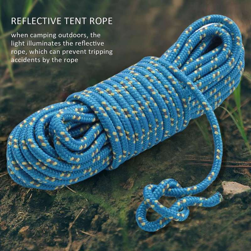 10M Reflective Tent Rope Outdoor Luminous Glow Rope Fluorescent Glow Camping Rope Packaging Rope Blu