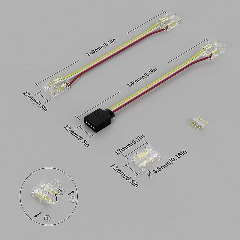 10mm Connectors for Cct Tunable Cob Led Strip Light 3 Pin