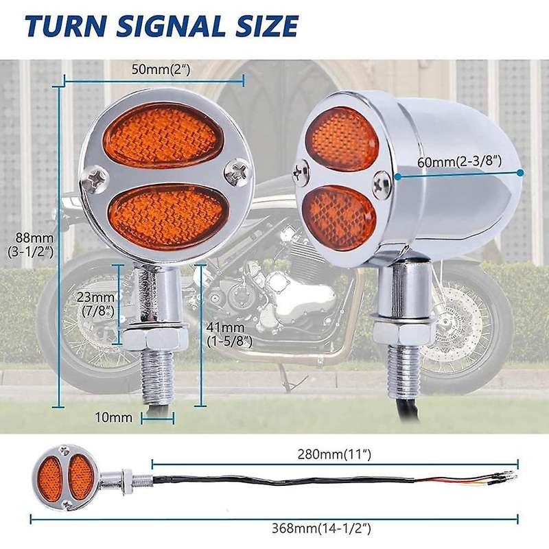 10mm Motorcycle 20 LED Driving Brake Turn Signal Lights Blinker Front Rear Lights Indicator for 883