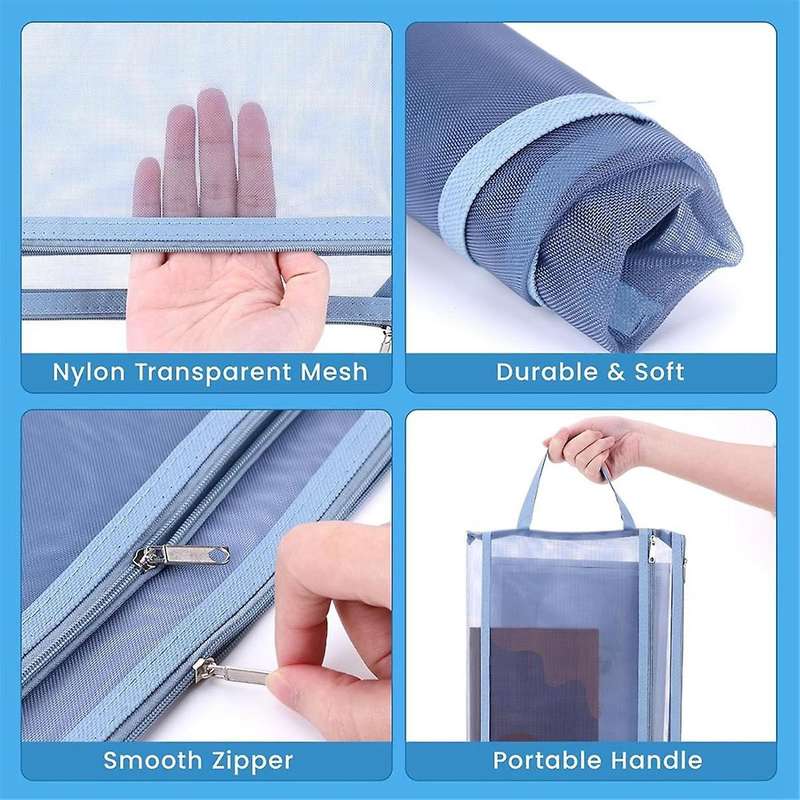 10-Pack Mesh Zipper Bags, Double Wall Nylon Mesh Bags for Tabletop Games and Puzzle Storage