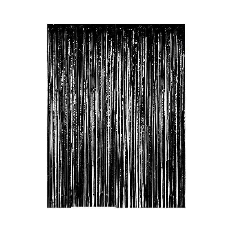 10-pack Black Metallic Foil Curtains 2m Rain Screen Curtain Halloween Background Wall Birthday Decor