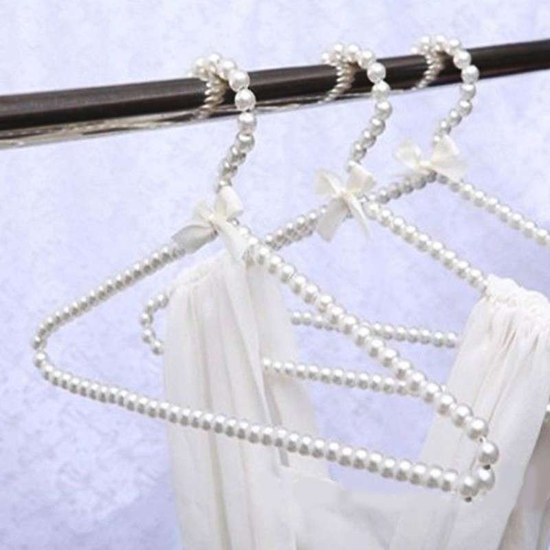10Pc Elegant Clothes Hanger Plastic Pearl Circle Space Saver Drying Rack Dress Storage Household War