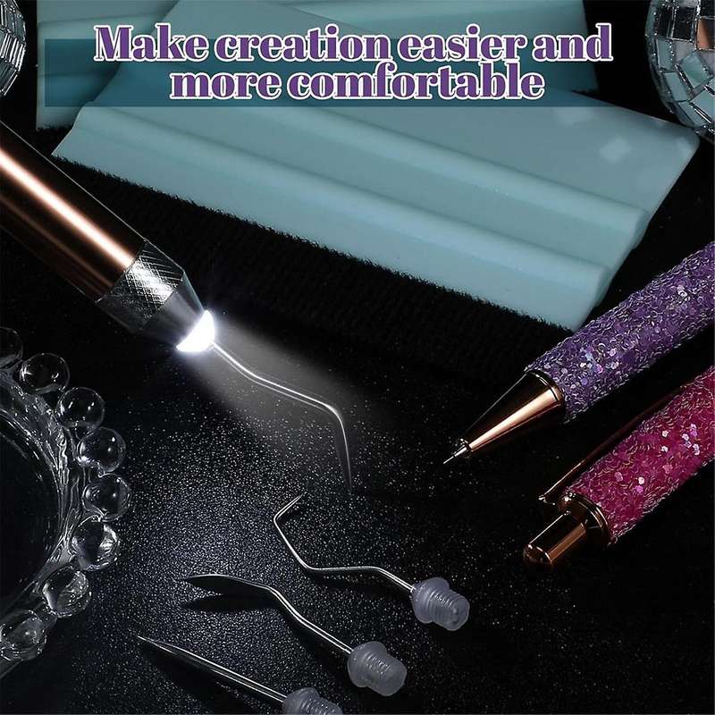 10Pc Pin Pen Vinyl Weeding Tool Kit,LED Weeding Tools with Light for Vinyl,5 Pen Head,2 Air Release