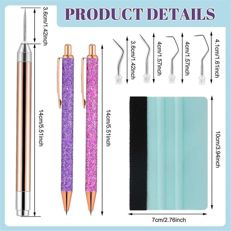 10pc Pin Pen Vinyl Weeding Tool Kit,led Weeding Tools with Light for Vinyl,5 Pen Head,2 Air Release