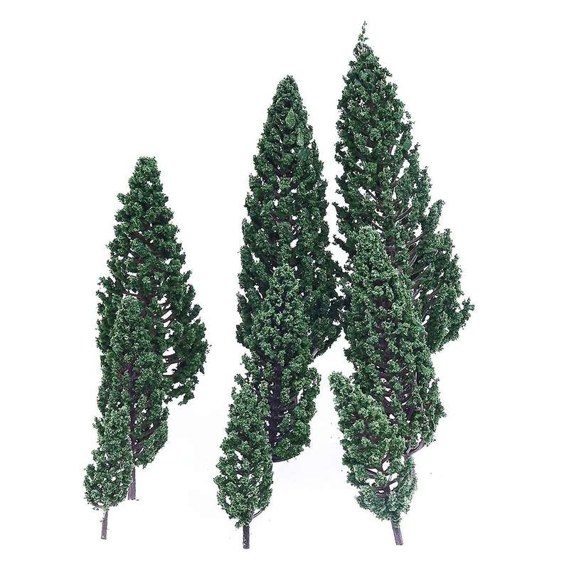 10pcs 1.9 Inch - 6.3 Inch Train Set Scenery Landscape Model Pyramidal Trees Scale 1/50