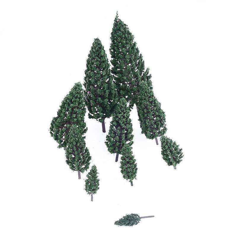 10pcs 1.9 Inch - 6.3 Inch Train Set Scenery Landscape Model Pyramidal Trees Scale 1/50
