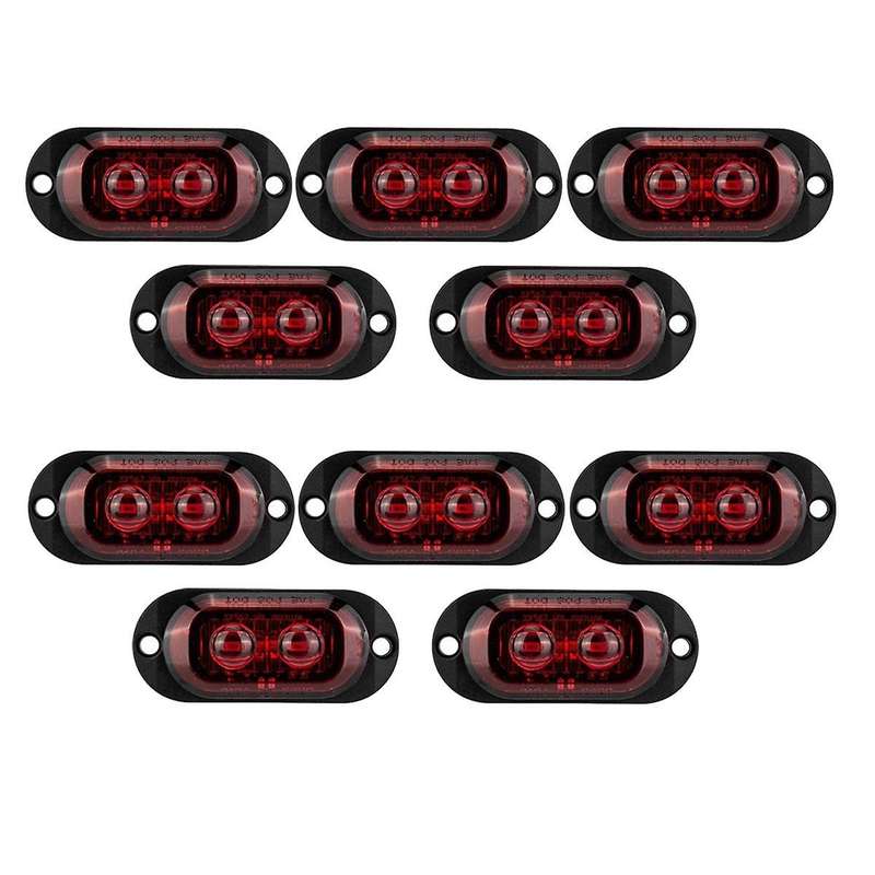 10Pcs 12V-24V 2LED Car Side Marker Lights Turn Signal Lights Indicator Lights Taillight for Trailers