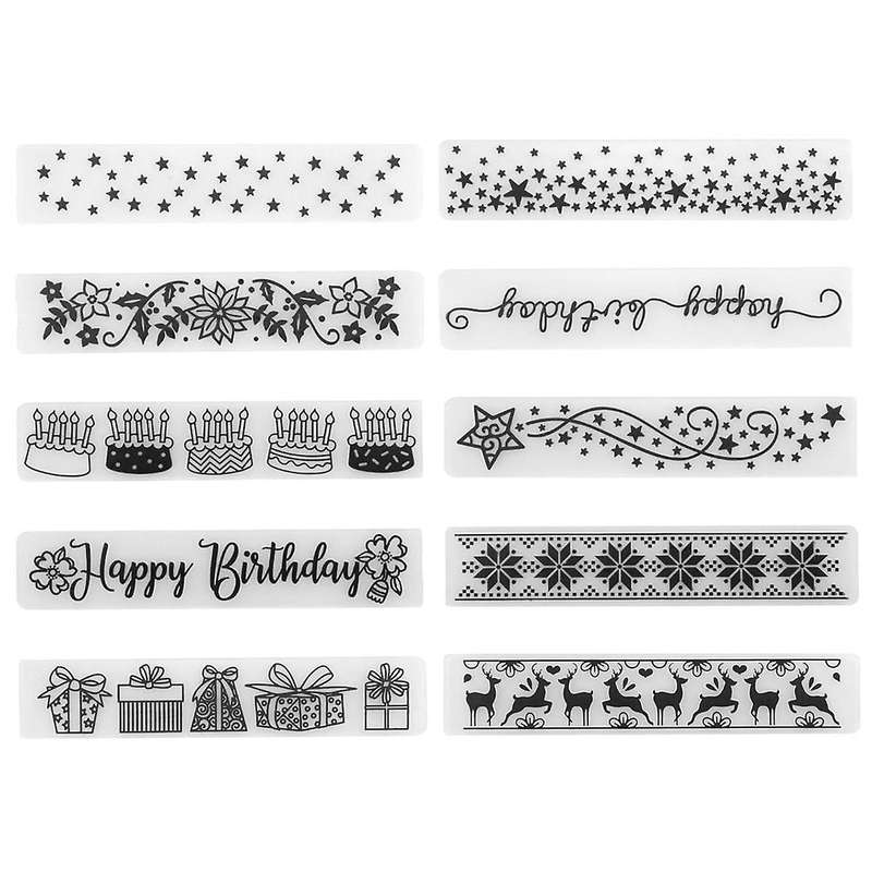 10Pcs 15X3cm Flower Leaf Star Plastic Embossing Folder DIY Craft Template Stencils Scrapbook Paper C