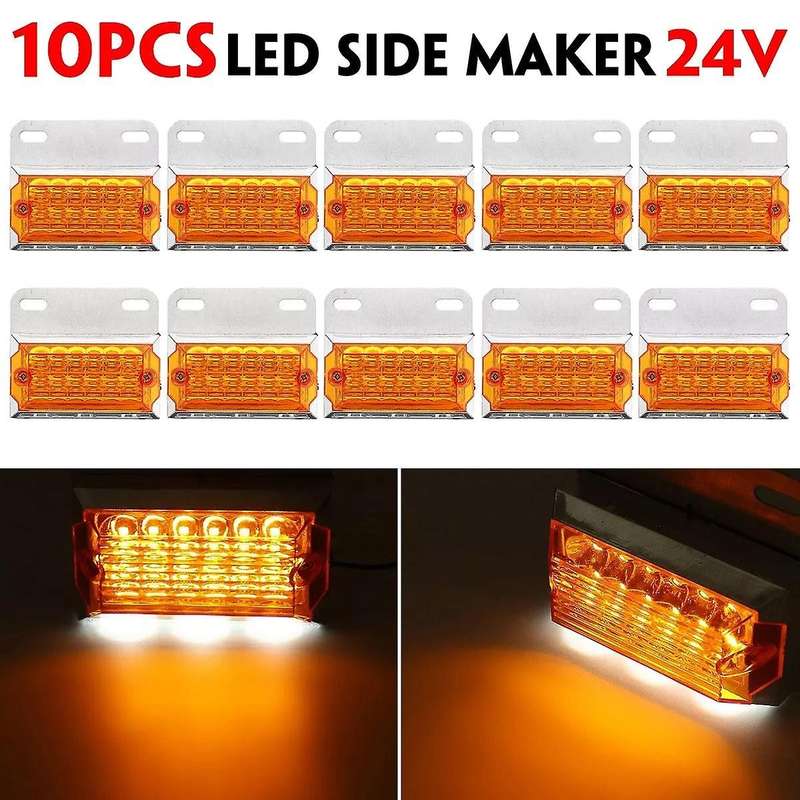 10Pcs 24V 15 LED Side Marker Lights Car External Lights Squarde Warning Tail Light Signal Lamp Trail
