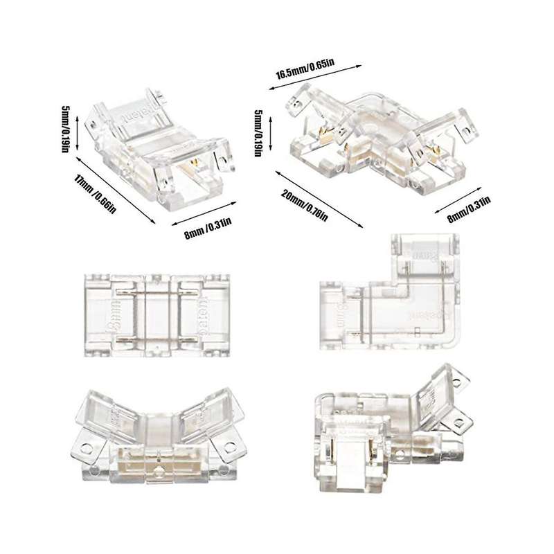 10pcs 2 Pin 8mm Cob Led Connector Kit for 8mm Cob Lights