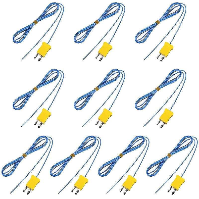 10Pcs 2M K-Type Temperature Sensor Connector Probe Sensor Temperature Sensors Measure for Thermocoup