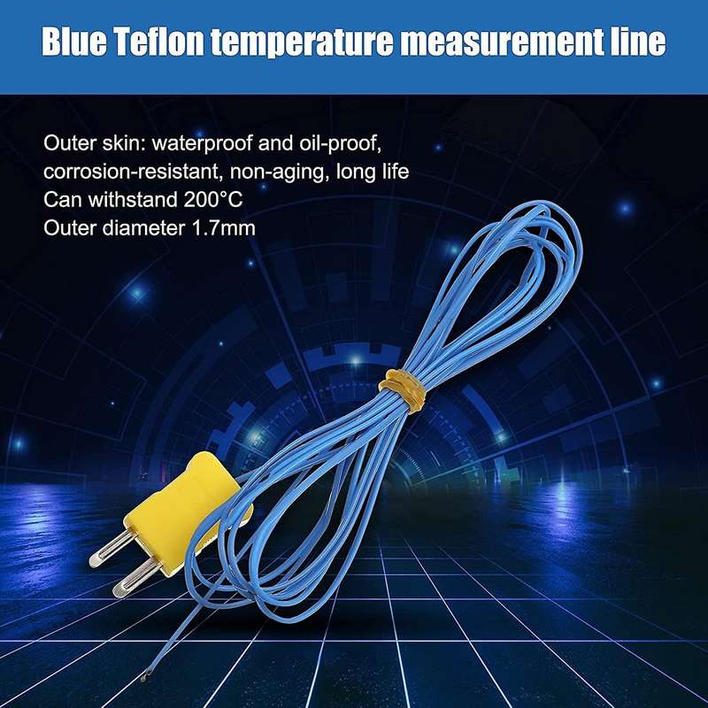 10Pcs 2M K-Type Temperature Sensor Connector Probe Sensor Temperature Sensors Measure for Thermocoup