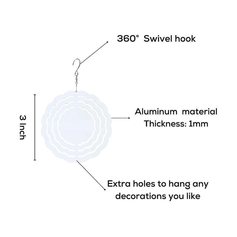 10Pcs 3Inch Sublimation Wind Spinner Blanks, Wind-Powered Kinetic Sculpture, Spinner Suspension Trim