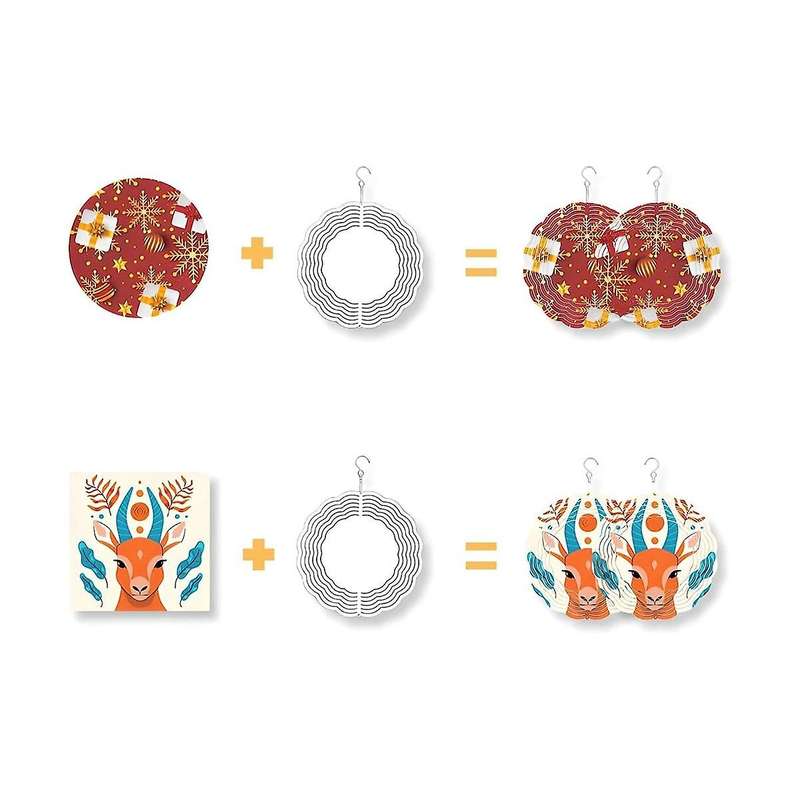 10Pcs 3Inch Sublimation Wind Spinner Blanks, Wind-Powered Kinetic Sculpture, Spinner Suspension Trim