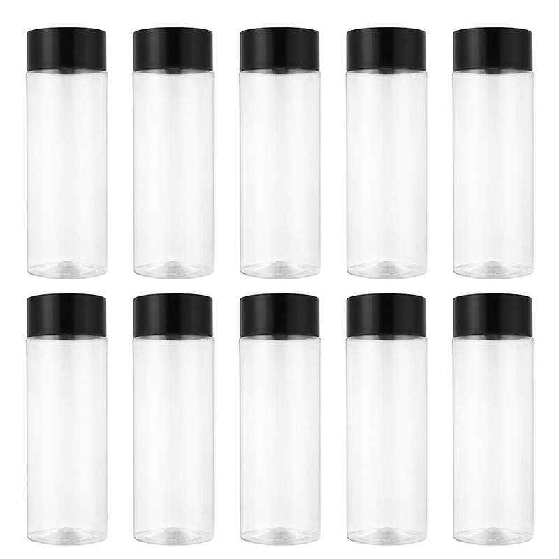 10pcs 400ml/13.5oz Plastic Juice Bottle Transparent Coarse Cereals Storage Container Beverage Bottle