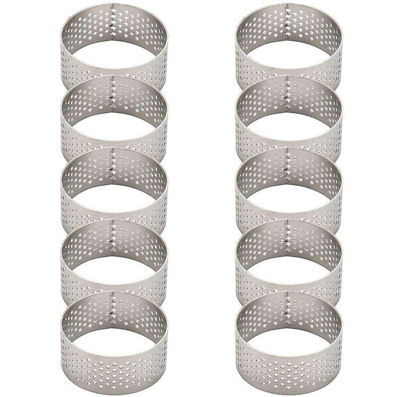 10Pcs 4.5cm Round Stainless Perforated Seamless Tart Ring Quiche Ring Tart Pan Pie Tart Ring with Ho