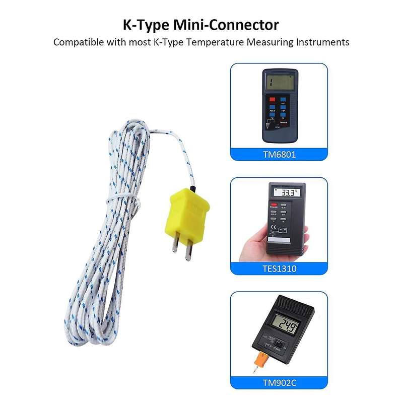 10pcs 3meters K Type Mini-connector Thermocouple Temperature Probe Sensor -50-350c Temperature Sen