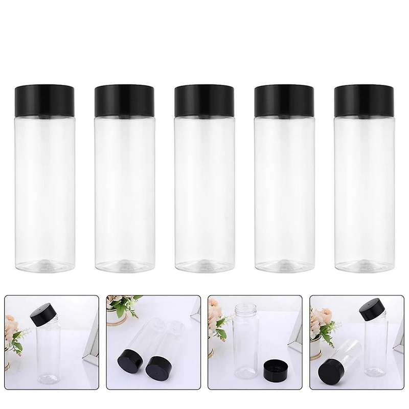 10Pcs 500Ml/16.9Oz Plastic Juice Bottle Transparent Coarse Cereals Storage Container Beverage Bottl