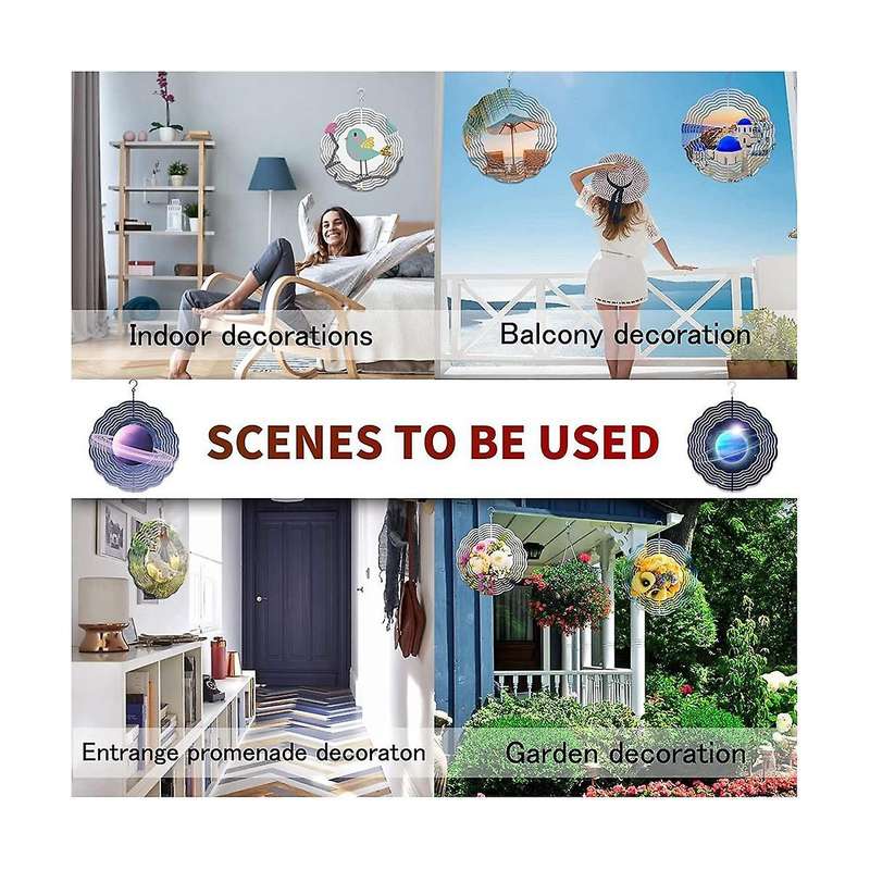 10pcs 8 Inch Sublimation Wind Spinner Blanks 3d Wind Spinners Hanging Wind Spinners for Indoor Outd
