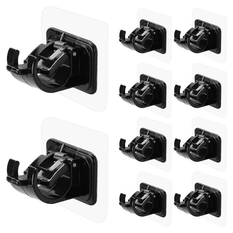 10PCS Adhesive Curtain Rod Holders No Drill Curtain Rods Brackets No Drilling Nail Free Adjustable