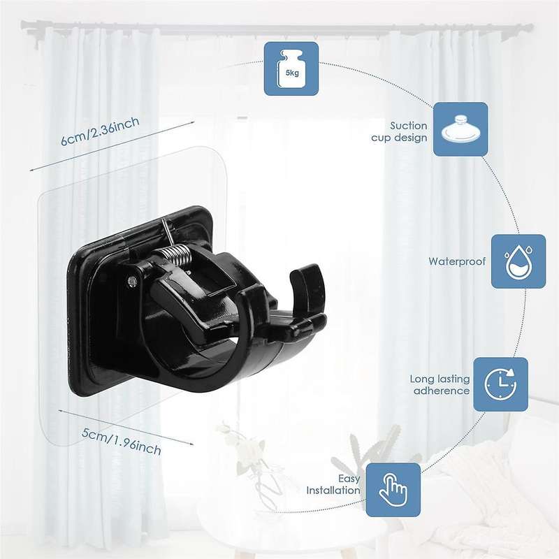 10PCS Adhesive Curtain Rod Holders No Drill Curtain Rods Brackets No Drilling Nail Free Adjustable