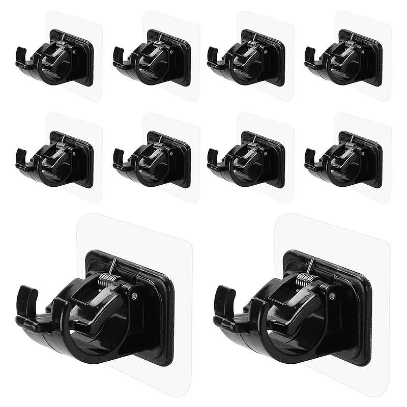 10PCS Adhesive Curtain Rod Holders No Drill Curtain Rods Brackets No Drilling Nail Free Adjustable