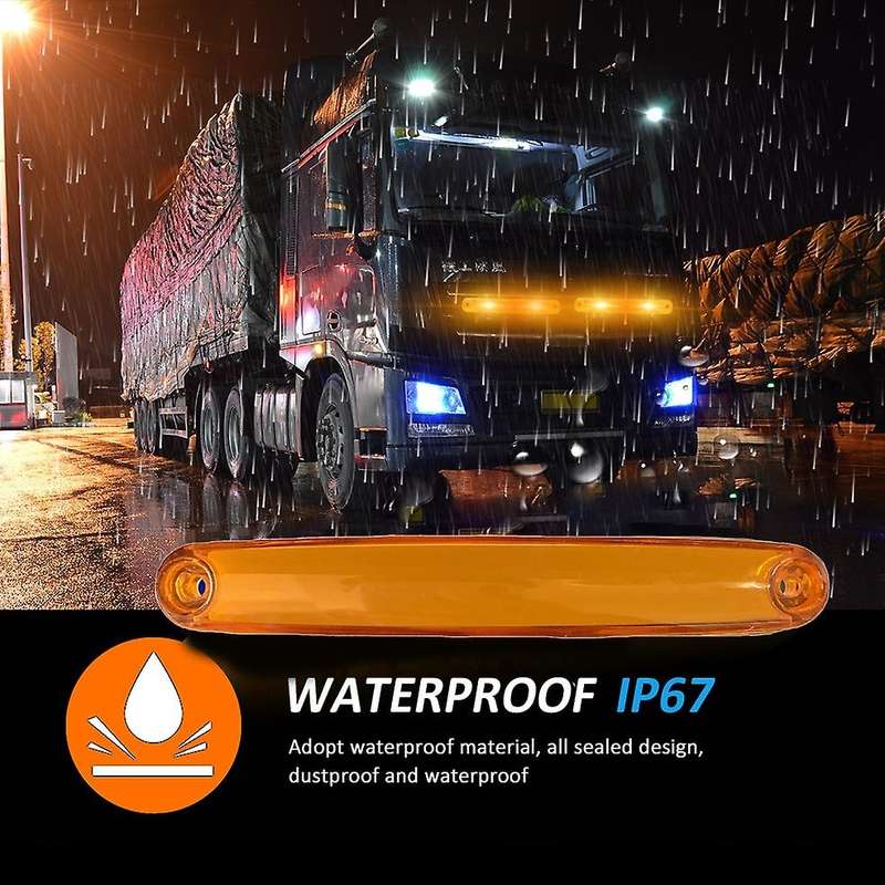 10PCS 9 LED Indicator Rear Side Truck Trailer RV Cab Boat Bus Lorry LED Marker Clearance Light Amber