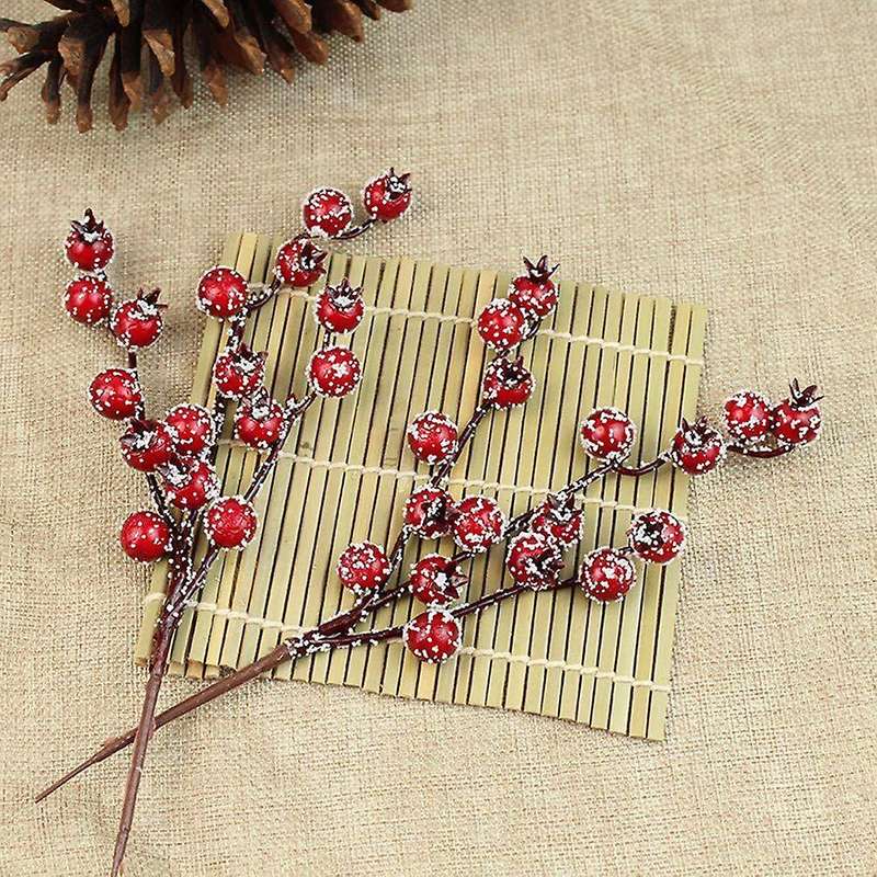 10Pcs Artificial Red Berries Decorative Branches with Red Berries Autumn Branches Christmas Picks Le