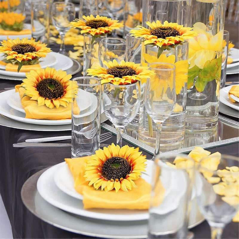 10pcs Artificial Sunflower Heads Silk Sunflowers Heads Arrangements for Party Wedding Sunflowers De