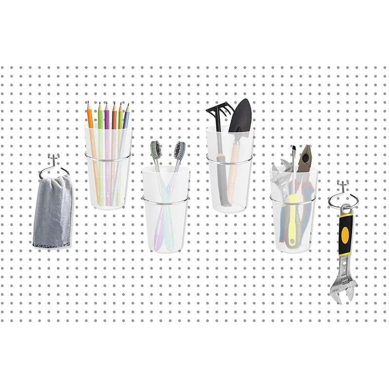 10Pcs Bins with Rings Ring Style Hooks with Cups Cup Holder Accessories Transparent