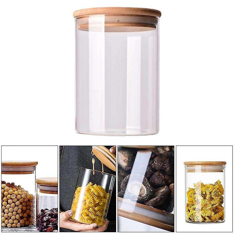 10Pcs Bamboo Wood Lid Glass Jar Airtight Canister Bottles Jars Food Container Tea Coffee Beans Jar
