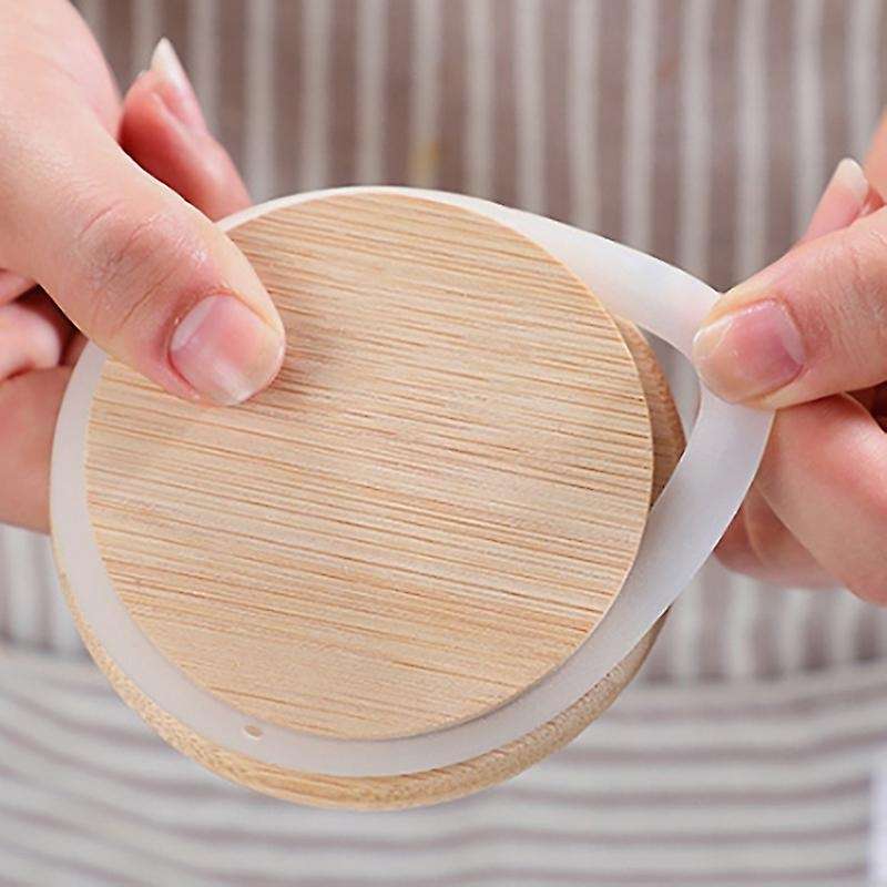 10pcs Bamboo Wood Lid Airtight Canister Bottles Jars Food Container Tea Coffee Beans Candy Jar