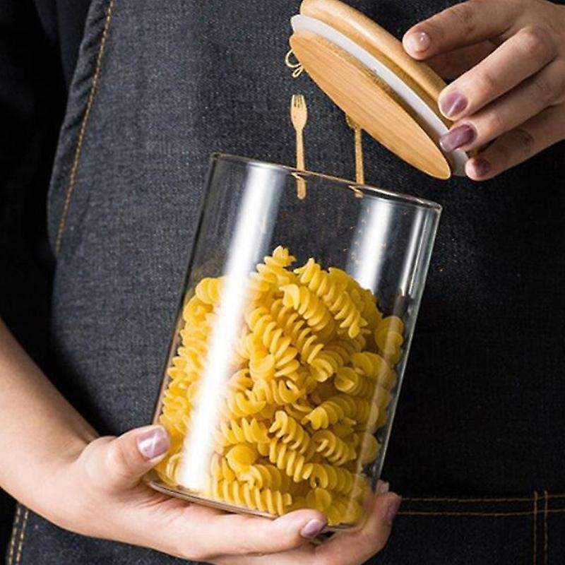 10pcs Bamboo Wood Lid Airtight Canister Bottles Jars Food Container Tea Coffee Beans Candy Jar