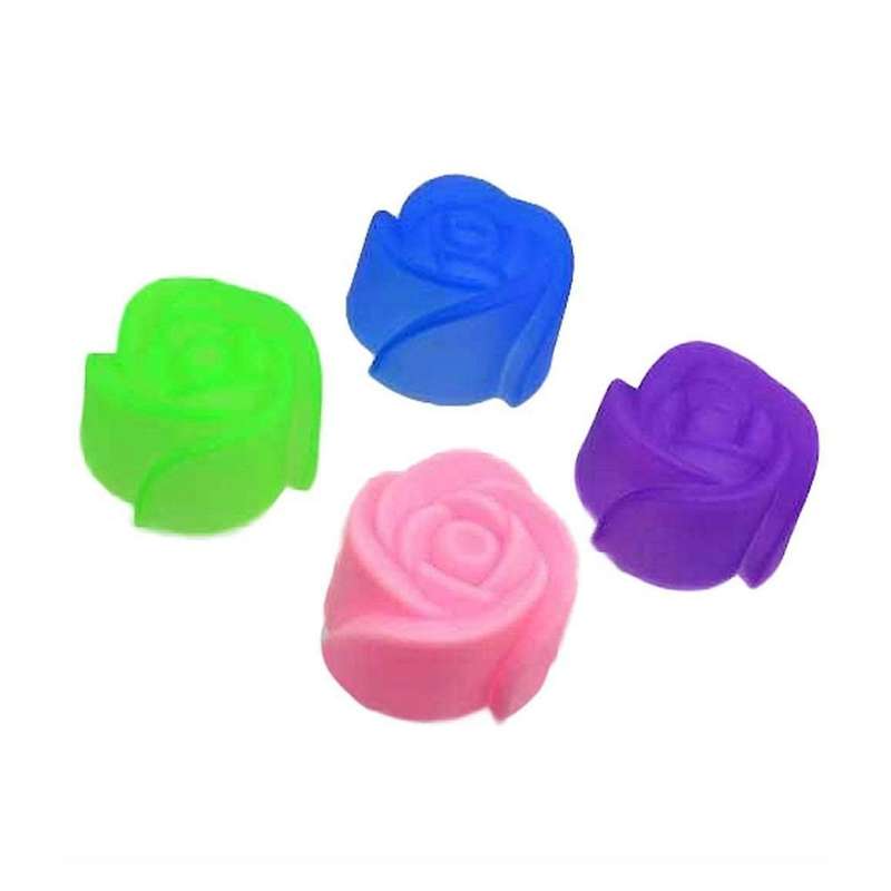 10pcs Cake Baking Mold Chocolate Jelly Maker Mould Silicone Rose Muffin Cookie Cup (Random Colors)