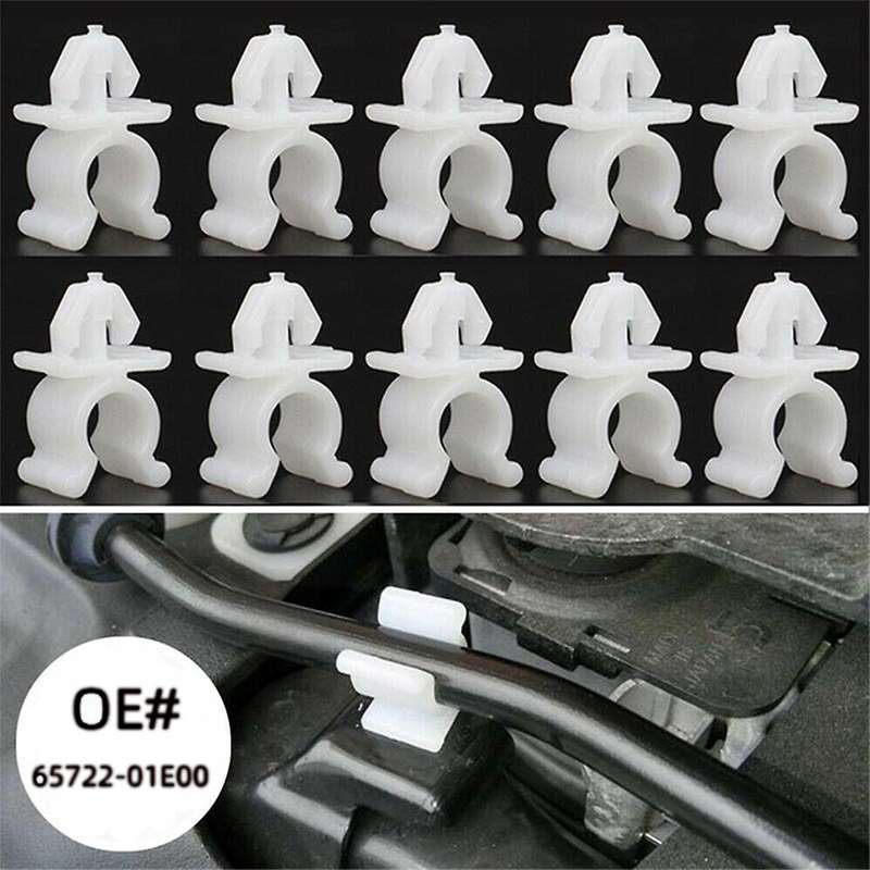 10Pcs Car Fasteners Hood Support Rod Support Clamp Fixtures for Navara T30 R32 R33 65722-01E00