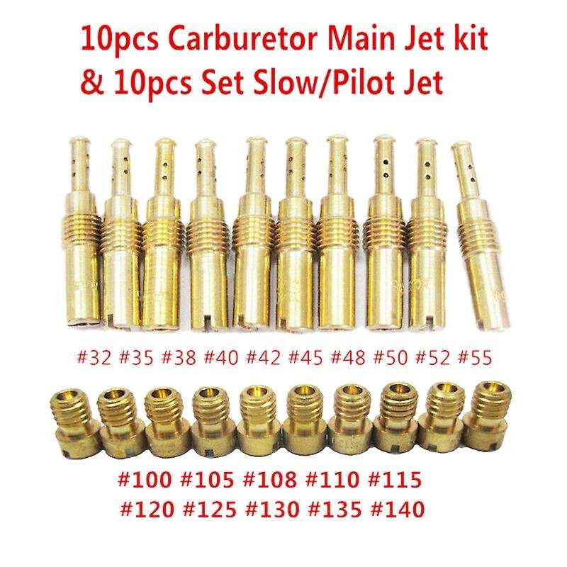 10Pcs Carburetor Main Jet Kit & 10Pcs Slow/Pilot Jet Compatible PWK Keihin