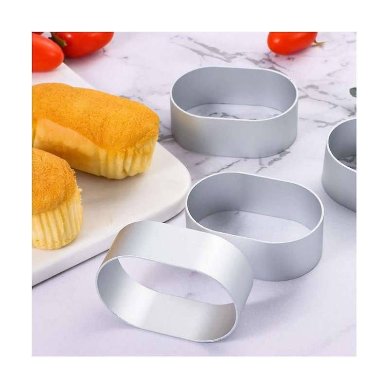 10Pcs Cheese Molds Aluminium Alloy Oval Cheese Mold Mousse Bread Cake Molds with 100Pcs Liner Paper