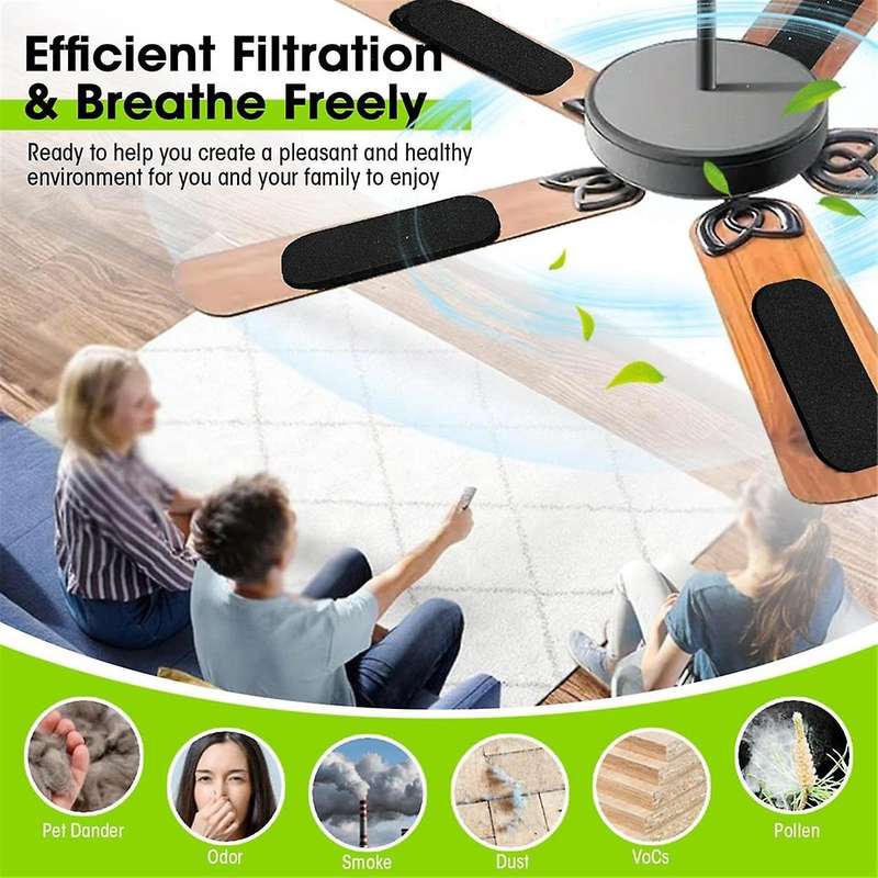 10PCS Ceiling Fan Filters Activated Carbon Air Filters Universal Home Self-Adhesive Ceiling Fan Blad