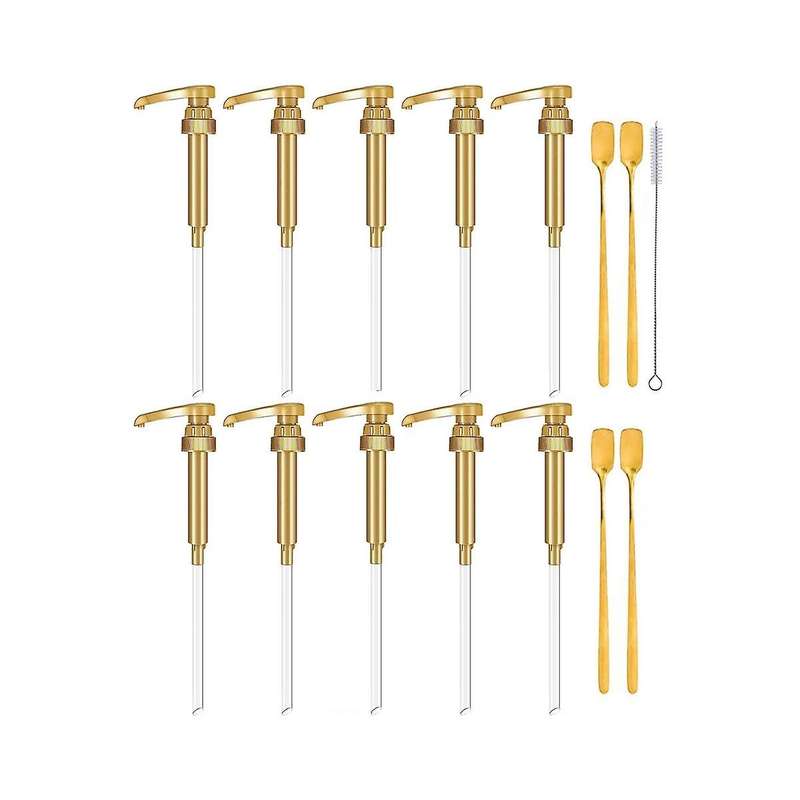 10pcs Coffee Syrup Pump Dispenser,fits 750ml Coffee Flavoring Syrup Bottles, Fits Home Coffee Bar Dr
