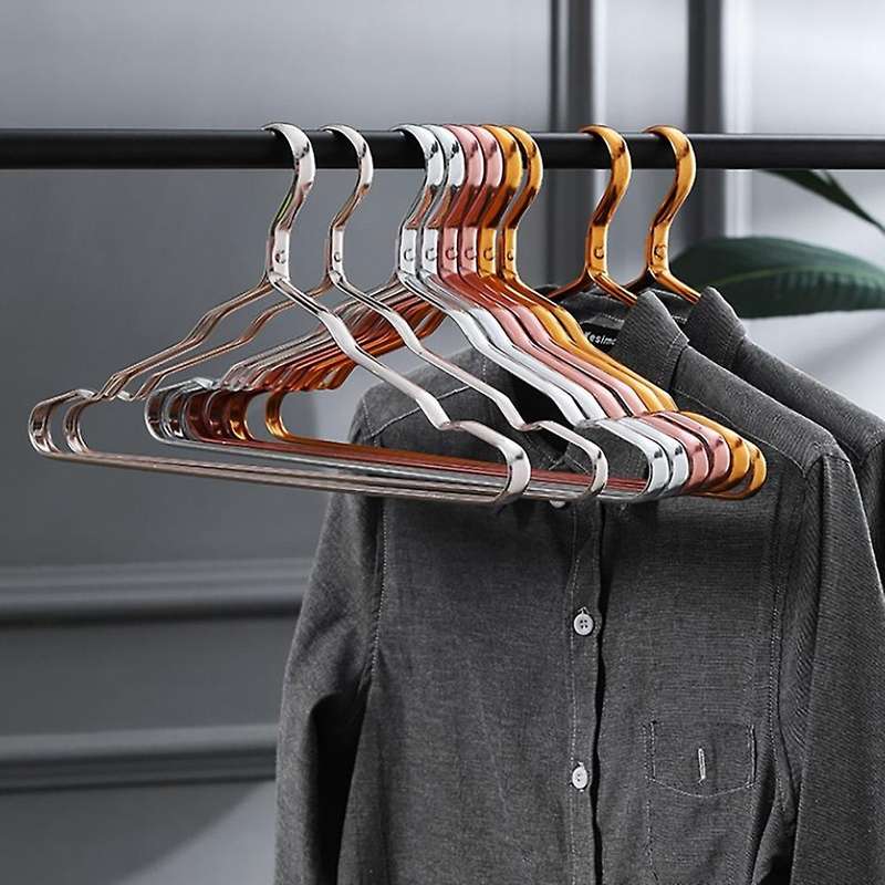 10Pcs Coat Hanger Aluminium Alloy Clothes Hanger Anti Slip Metal Drying Rack Hanger with Notches Cl