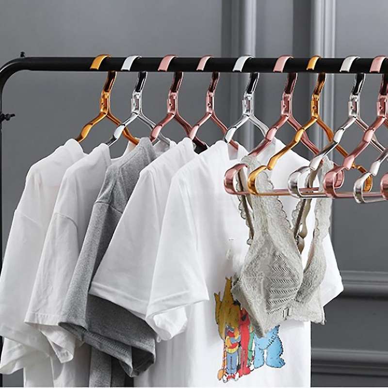 10Pcs Coat Hanger Aluminium Alloy Clothes Hanger Anti Slip Metal Drying Rack Hanger with Notches Cl