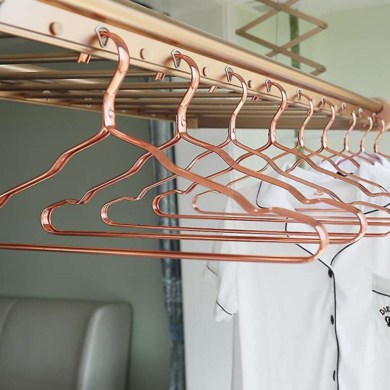 10Pcs Coat Hanger Aluminium Alloy Clothes Hanger Anti Slip Metal Drying Rack Hanger with Notches Cl