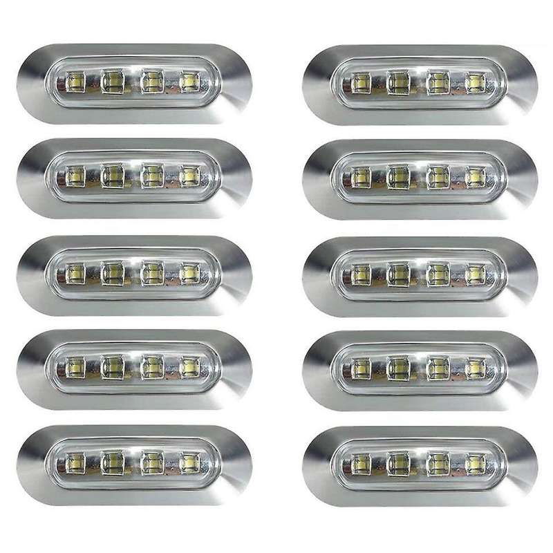 10PCS Clear 4 LED Side Marker Indicator Lights Lamp Tail Lamp Universal for Auto Car Bus Truck Lorry