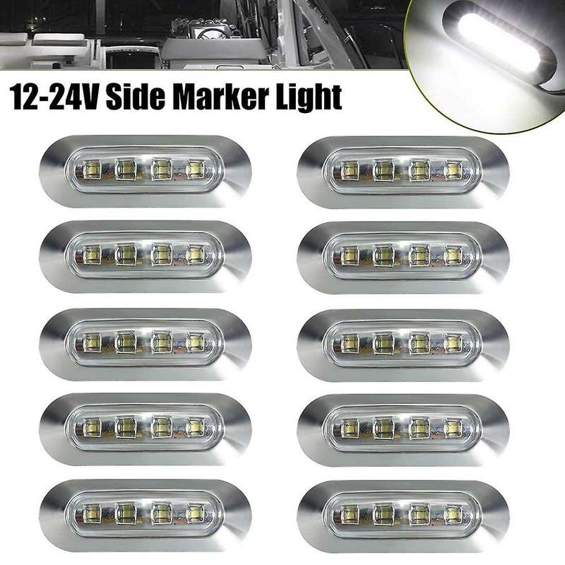 10PCS Clear 4 LED Side Marker Indicator Lights Lamp Tail Lamp Universal for Auto Car Bus Truck Lorry