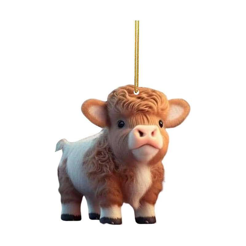 10pcs Cute Cartoon Cow Car Pendant Home Tree Decoration, Christmas Ornament, Home Decor