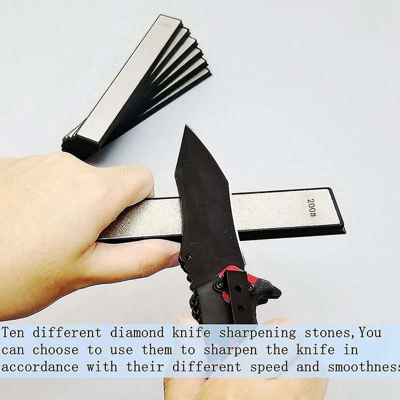 10Pcs Diamond Knife Sharpening Stones Set, 80- 3000 Grit, Diamond Whetstones for Sharpener, Knife Sh