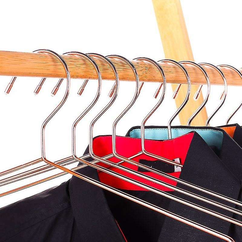 10Pcs Copper Gold Metal Clothes Shirts Hanger with Groove, Heavy Duty Strong Coats Hanger, Suit Hang