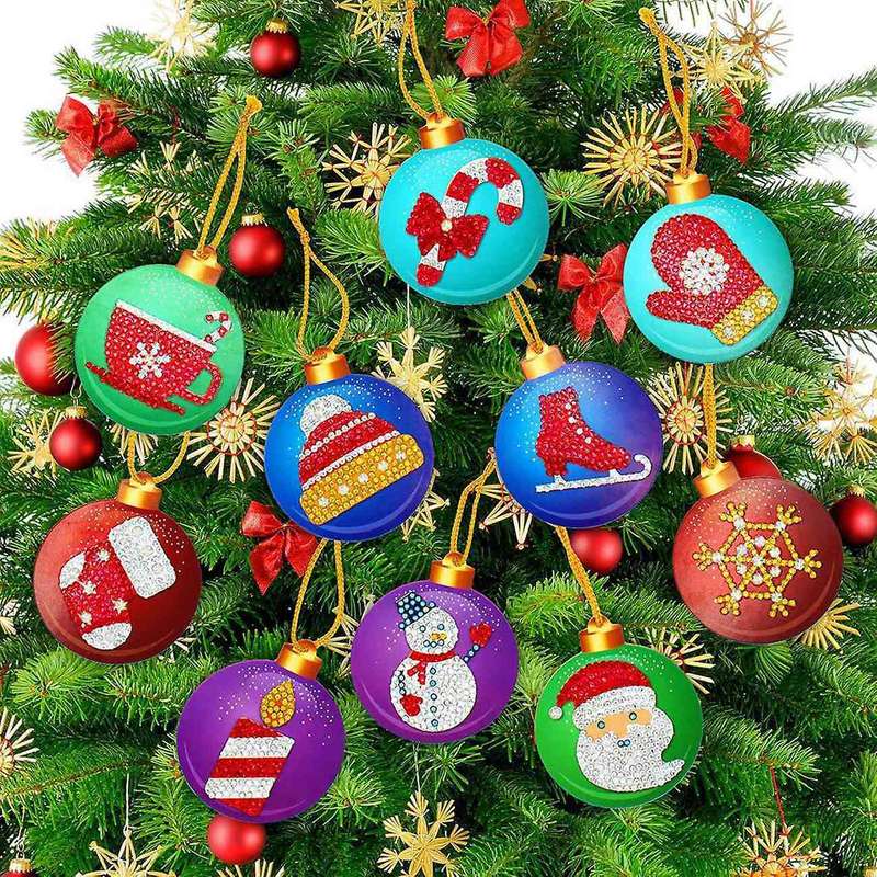 10Pcs DIY Christmas Tree Pendant Full Drills Special Shape Diamond Embroidery Christmas Decorations