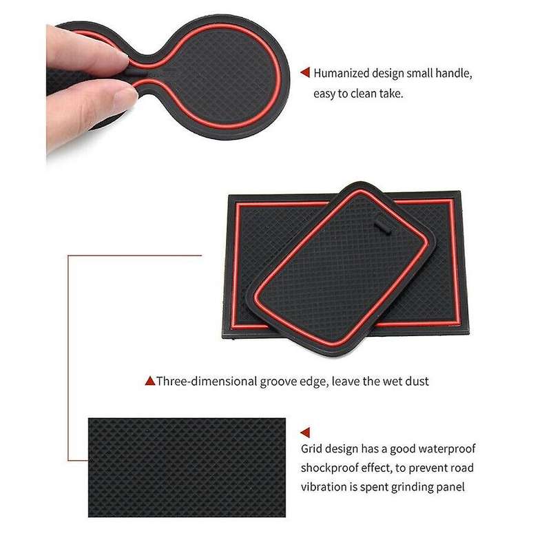 10Pcs Door Groove Mat Car Interior Decoration Anti- Gate Slot Cup Pad for 4 Accessories Rubber Coast